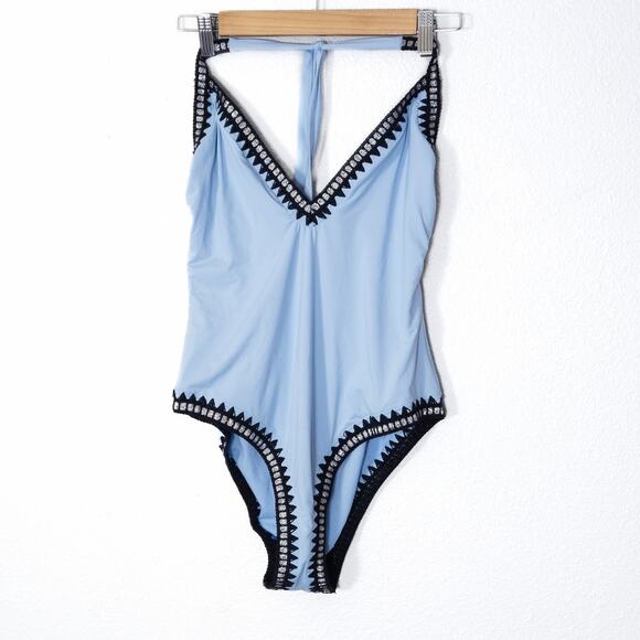 Bar III Other - Bar III Women’s Better Be Weave It Swimsuit Blue One Piece Lined Size Large